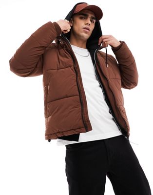 Cotton:On Mother puffer jacket in brown - ASOS Price Checker