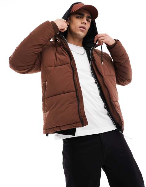 Brown Puffer Jackets for Men