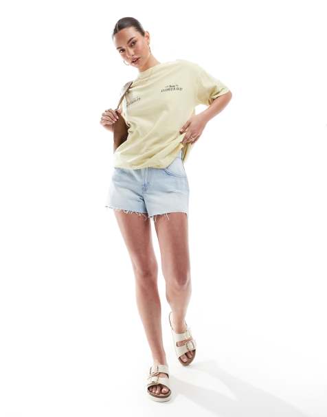 Cotton:On Original cut off denim short in mid blue - view 1