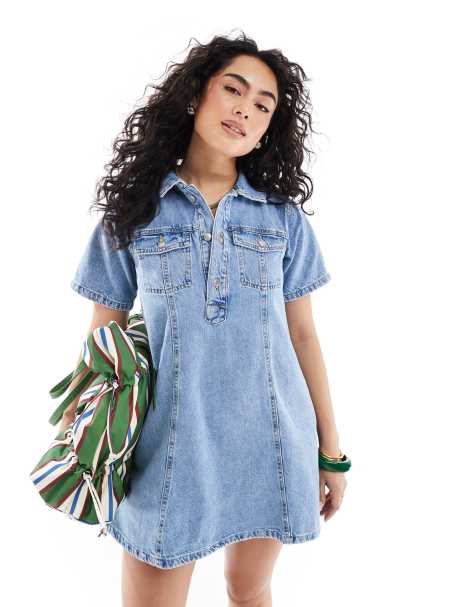 Cotton:On Original denim mini dress in mid blue - view 1
