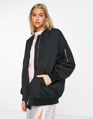 Cotton On oversized bomber jacket in black