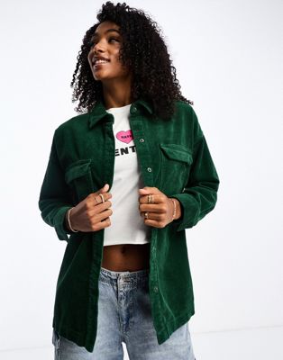 Cotton:On oversized cord shirt in Pine Forest Green - ASOS Price Checker