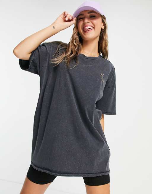 Cotton On oversized graphic t shirt dress in black