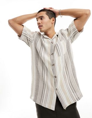 Cotton:On Palma short sleeve shirt in beige - ASOS Price Checker