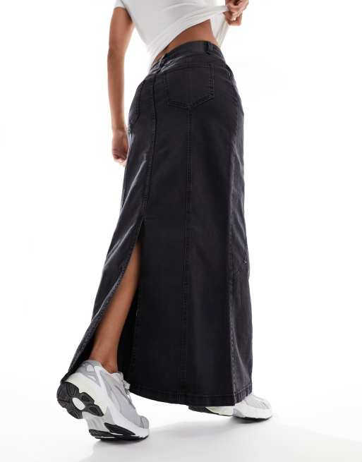 Long black hotsell fit flare skirt