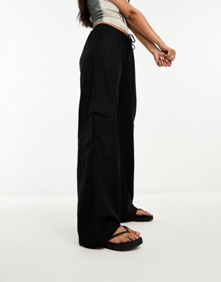 Cotton:On wide leg trousers in black - ASOS Price Checker