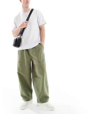 Cotton On - Pantalon coupe ballon super baggy - Vert kaki