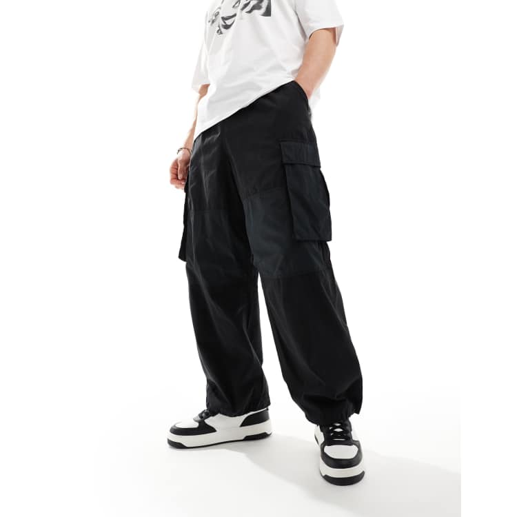 Cotton:On Parachute super baggy pant in black | ASOS