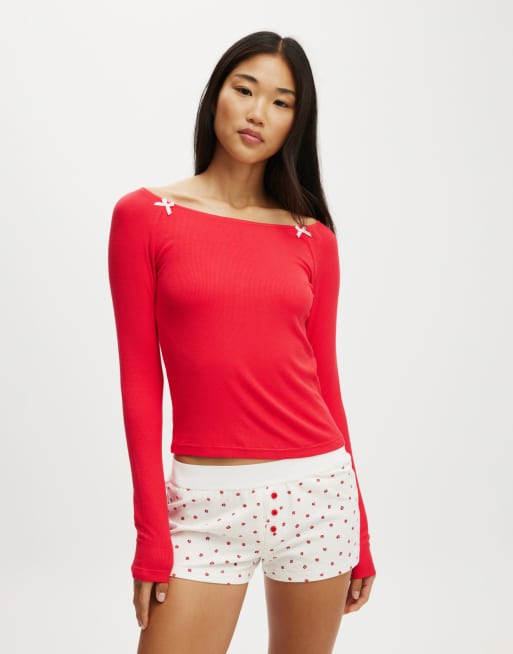 Cotton:On Peached jersey boyshort in rose scarlet