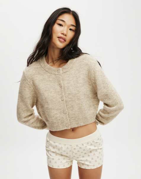 Cotton:On Peached jersey boyshort in teddy antique white - view 1