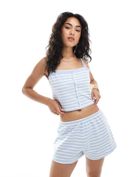 Cotton:On Peached jersey button up cami in windsurfer/claire stripe - view 1