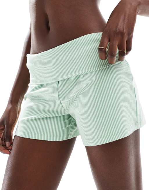 Cotton:On Peached jersey roll waist short in green
