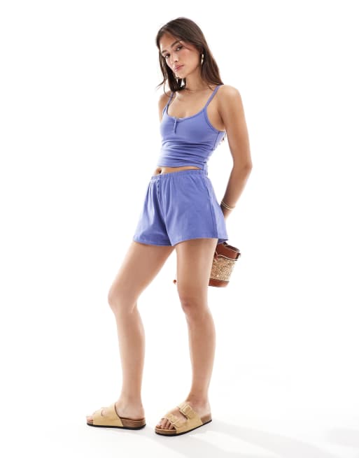 Cotton:On Peached jersey short in blueberry dream
