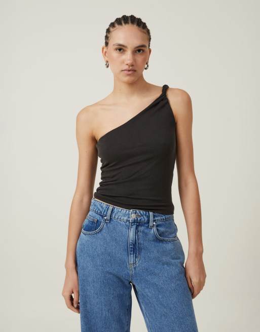 Cotton:On Phoebe twist one shoulder top in black
