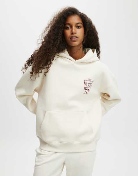 Cotton:On Plush premium graphic hoodie in beige - view 1