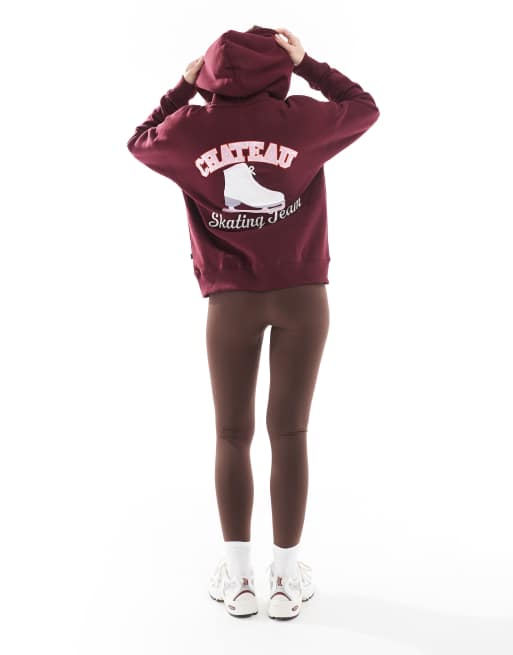 Cotton:On Plush premium graphic hoodie in burgundy