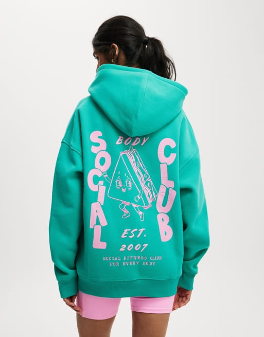 Cotton:On Plush premium graphic hoodie in green