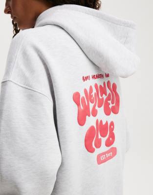 Cotton:On Plush premium graphic hoodie in grey