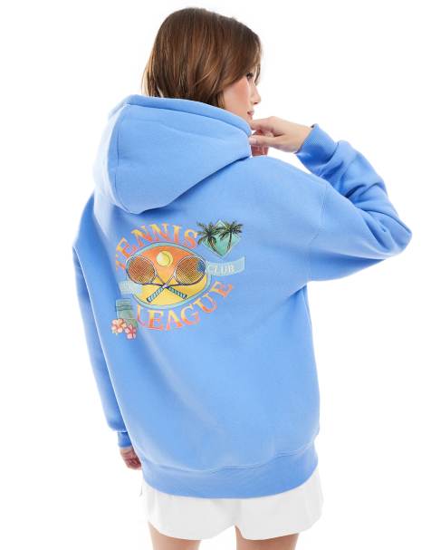 Cotton:On Plush premium graphic hoodie in gumball/retro resort - view 1