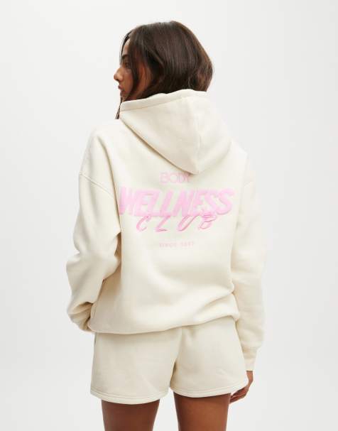 Cotton:On Plush premium graphic hoodie in off-white - view 1
