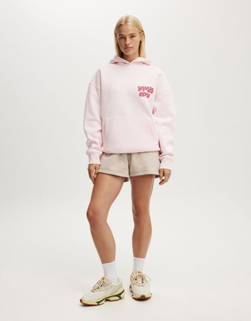 Cotton On Plush premium graphic hoodie in pink