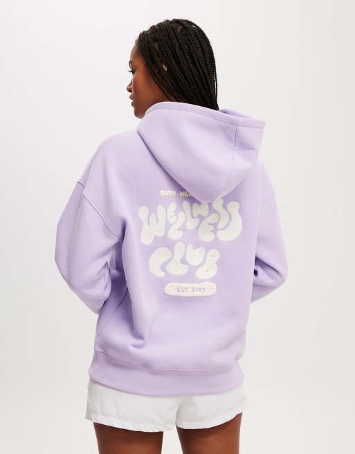 Cotton On Plush premium graphic hoodie in purple ASOS