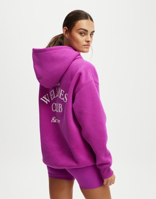 Cotton:On Plush premium graphic hoodie in purple