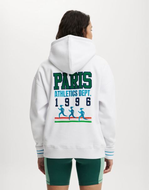 Cotton:On Plush premium graphic hoodie in white/paris - view 1