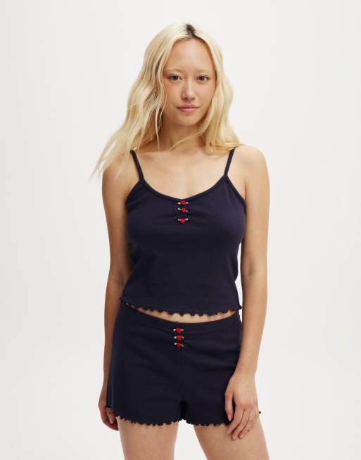 Cotton:On Pointelle rose cami in navy vision