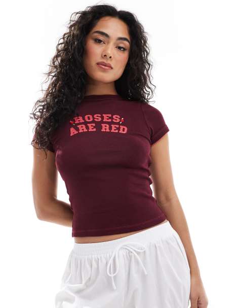 Cotton:On Pointelle sleep tee in roses are red - view 1