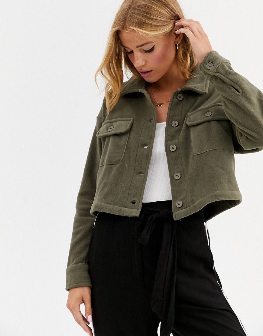 Cotton:On Polly cropped soft utility shirt-Green