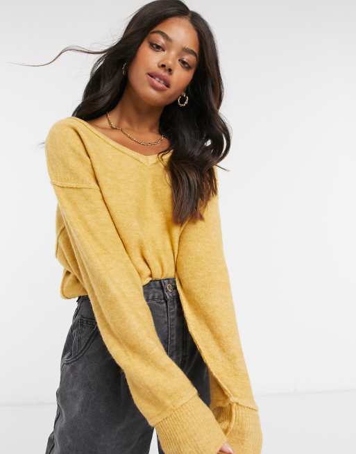 Cotton:On - Pull col V en maille - Moutarde