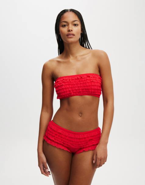 Cotton:On Rara ruffle bandeau in red - view 1