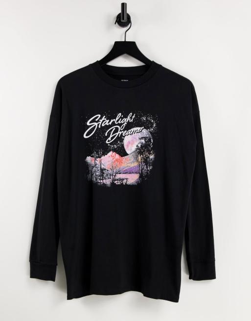 Cotton:On relaxed boyfriend graphic long sleeve t-shirt in black | ASOS