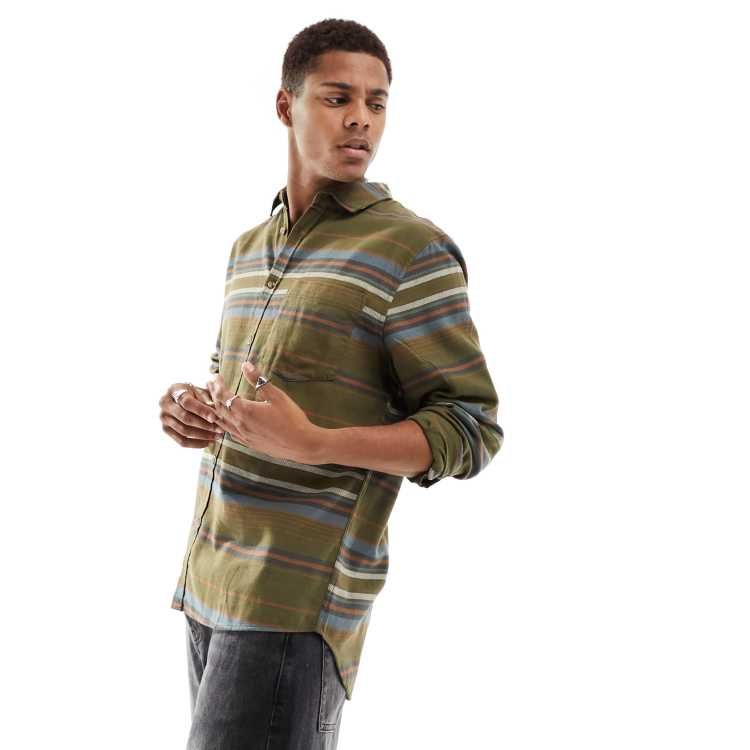 Cotton:On relaxed button front shirt in khaki stripe | ASOS