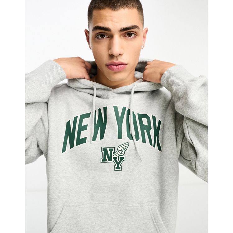 Mens New York hoodie  NYC Vintage Heavyweight Fleece Pullover