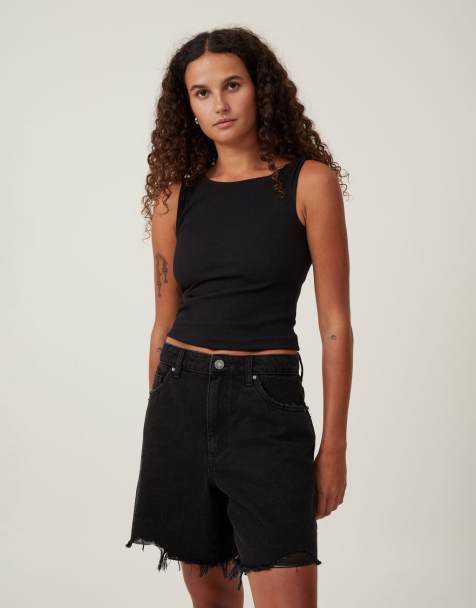 Cotton:On Relaxed denim short in graphite black rip - view 1