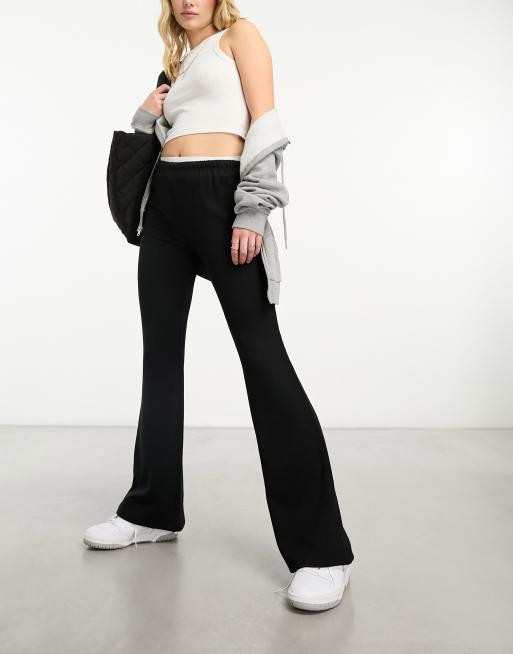 Shape Black Cotton High Waisted Flared Trousers