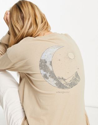 Cotton:On relaxed long sleeve graphic t-shirt in stone