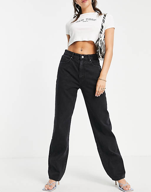Women Cotton:On relaxed straight leg jeans in black 