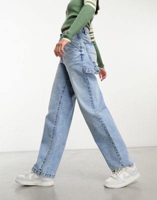 Cotton On relaxed wide leg jean in light wash denim