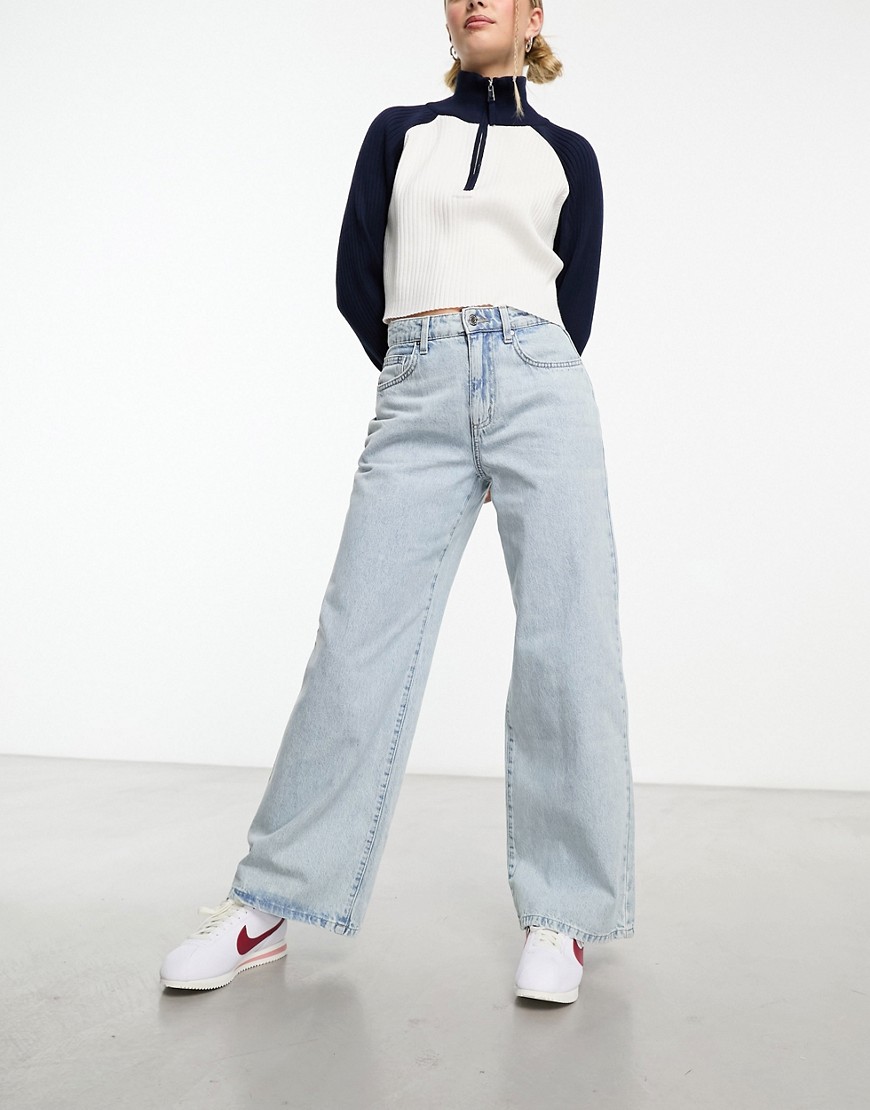 Cotton:on Relaxed Wide Leg Jean In Lightwash Blue