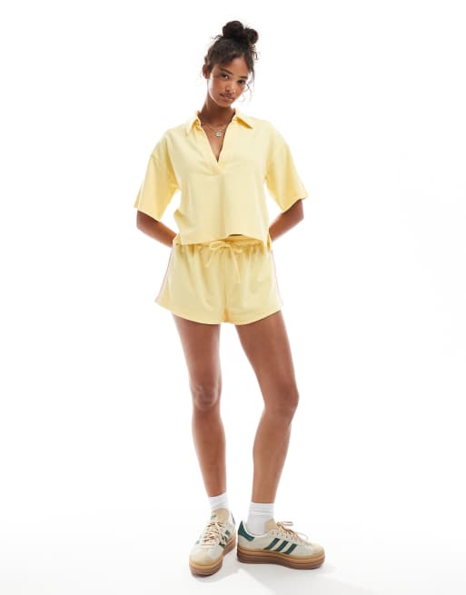 Cotton:On Rib beach polo top in yellow
