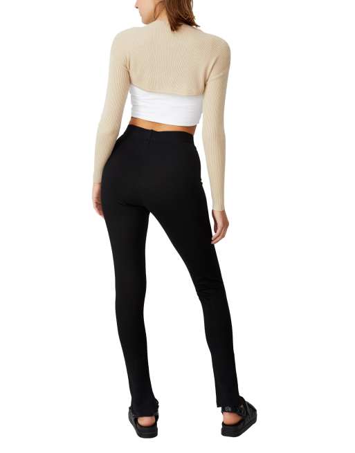 Cotton:On rib crop long sleeve tee in taupe, 2 of 4