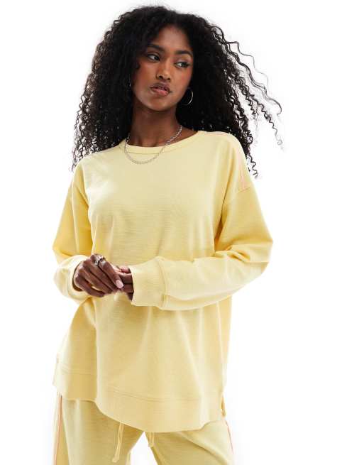 Cotton:On Rib long sleeve beach top in yellow