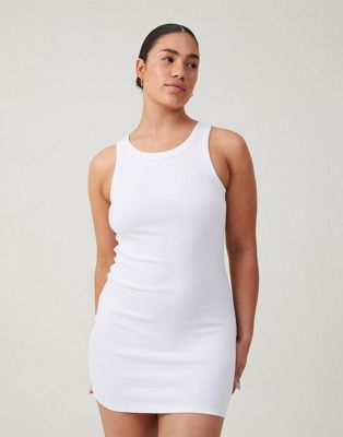 Cotton:On Rib racer mini dress in white