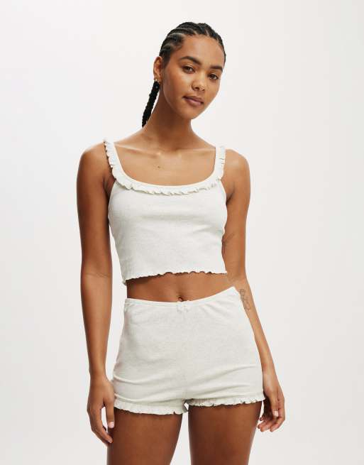 Cotton:On Rib ruffle cami in grey