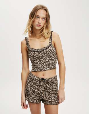 Cotton:On Rib ruffle cami in leopard print