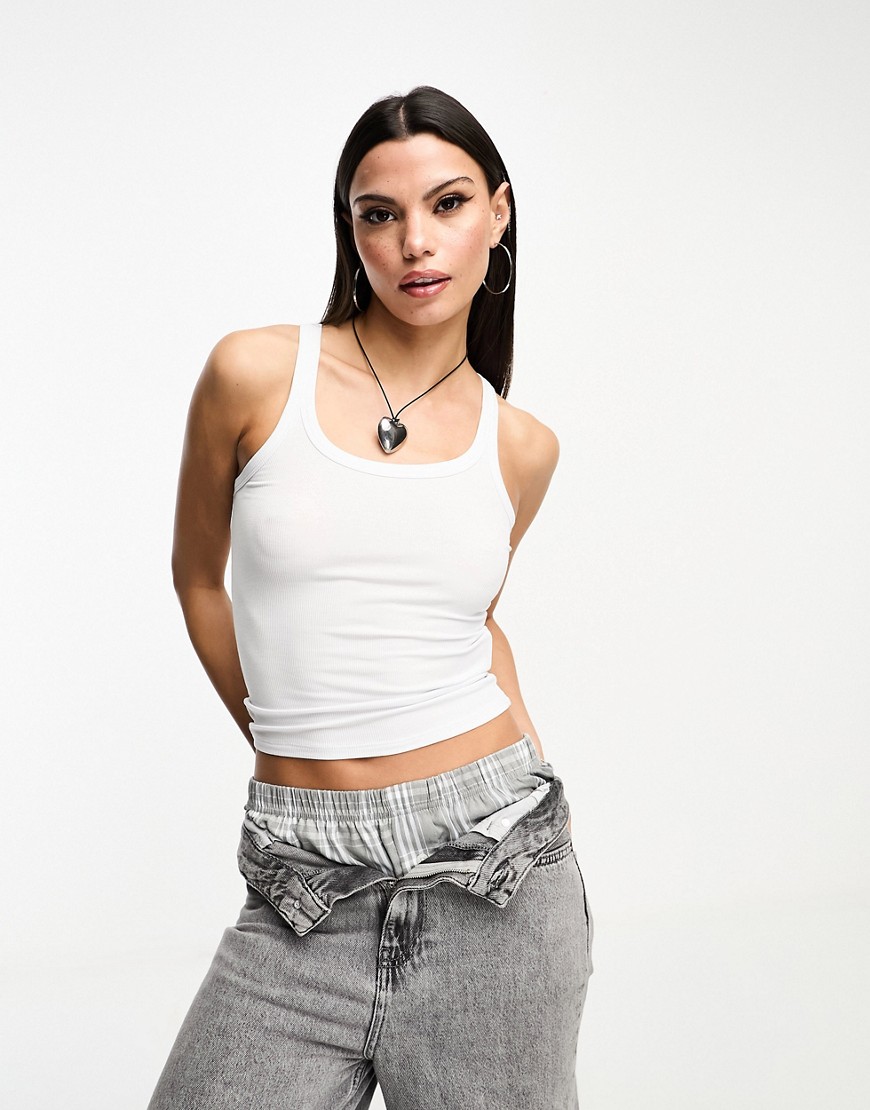 Cotton:On rib scoop neck tank top in white