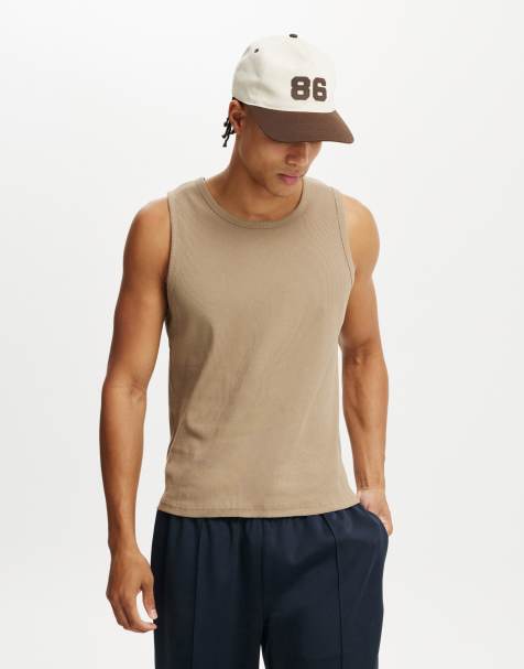 Cotton:On Rib tank in beige - view 1